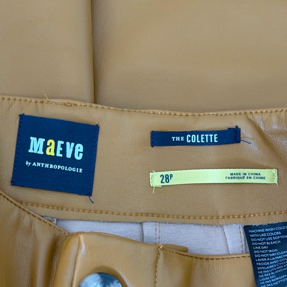 New Anthropologie the Colette faux leather cedar Wide-Leg Pants 28p - Picture 6 of 8